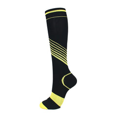 Unisex Striped Nylon Sports Compression Socks Knee-High Stockings