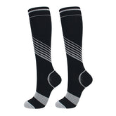 Unisex Striped Nylon Sports Compression Socks Knee-High Stockings
