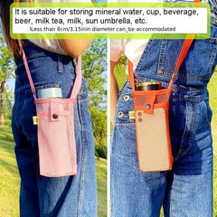 Mesh Water Bottle Holder Carrier with Adjustable Shoulder Strap