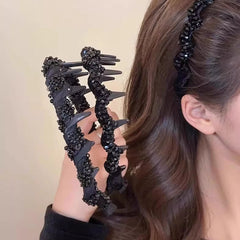 Wave Beaded Headband with Tooth Hair Hoop Fashion Hair Comb For Women Girls