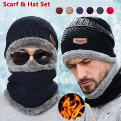 Winter Hat Scarf Knit Cap Touch Screen Mittens Gloves