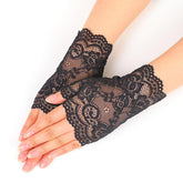 Women's Lace Gloves Fingerless Bridal Floral Gloves Sun Protection