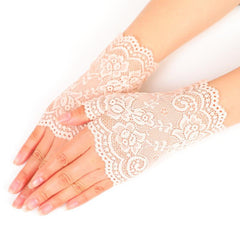 Women's Lace Gloves Fingerless Bridal Floral Gloves Sun Protection