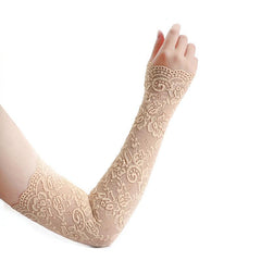 Women's Lace Gloves Fingerless Arm Sleeve Long Thin Sun Protection