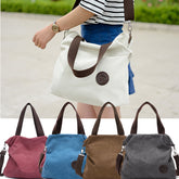 Large Pocket Women's Shoulder Cross-body Handbags Canvas Leather Bags