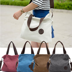 Large Pocket Women's Shoulder Cross-body Handbags Canvas Leather Bags