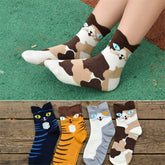 4 Pairs Womens Girls Cute Animal Casual Comfort Funny Cotton Crew Socks