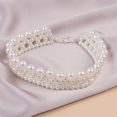 Women's Vintage-Style Pearl Choker Necklace