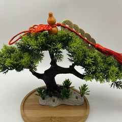 Wooden Gourd Pure Copper Five Emperor Coins Hanging Ornament Chinese Knot Tassel