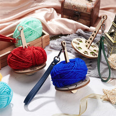 Wood Wrist Yarn Ball Minder Storage with Leather Wristband 