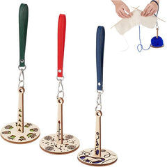 Wood Wrist Yarn Ball Minder Storage with Leather Wristband 