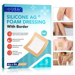 Silicone Foam Dressing Ag Sterile Wound Bandage with Waterproof Gentle Adhesive Border