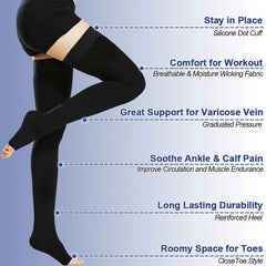 Thigh High Compression Socks Firm Support 20-30mmHg Stockings for Women & Men