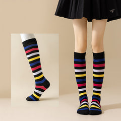 Rainbow Striped Crew Rainbow Knee High Cosplay Socks