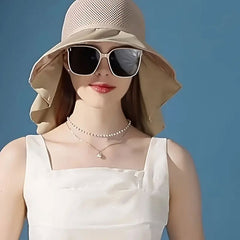 Bow Tie Shawl Sun Hat Hollow Design Stylish Breathable Sunshade Hat