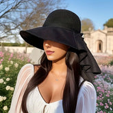 Bow Tie Shawl Sun Hat Hollow Design Stylish Breathable Sunshade Hat