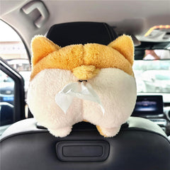Cover Car Tissue Dispenser Organizer Box Cartoon Plush Holder