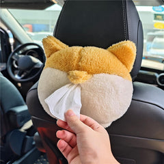 Cover Car Tissue Dispenser Organizer Box Cartoon Plush Holder