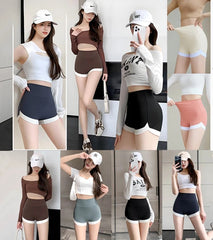Anti-Exposure Shorts for Women - High-Waist Sharkskin Color-Block Shorts - Figure-Flattering Outer Wear 