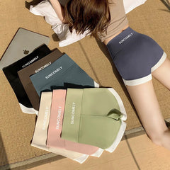 Anti-Exposure Shorts for Women - High-Waist Sharkskin Color-Block Shorts - Figure-Flattering Outer Wear 