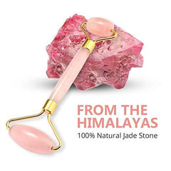Rose Quartz Jade Roller Facial Massager and Gua Sha Scraping Tool