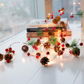 20 LED Christmas String Lights Pinecone Red Berry Bell Xmas Fairy Light