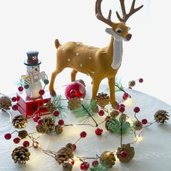 20 LED Christmas String Lights Pinecone Red Berry Bell Xmas Fairy Light