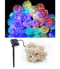 20 LED Rattan Lights Thailand Sepak Takraw Ball String Lights Solar Powered Waterproof Decor