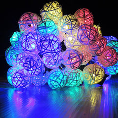 20 LED Rattan Lights Thailand Sepak Takraw Ball String Lights Solar Powered Waterproof Decor