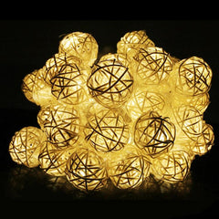 20 LED Rattan Lights Thailand Sepak Takraw Ball String Lights Solar Powered Waterproof Decor