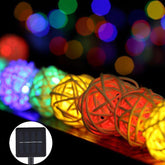20 LED Rattan Lights Thailand Sepak Takraw Ball String Lights Solar Powered Waterproof Decor