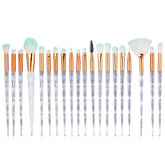 20Pcs Transparent Unicorn Diamond Eyeshadow Eyeliner Blending Makeup Brushes SetÂ