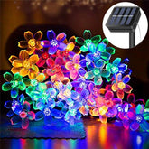 50 LED Peach Flower Solar Powered Waterproof Fairy String Lights