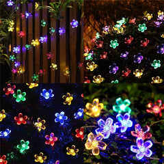 20 LED Peach Flower Solar Powered Waterproof Fairy String Lights