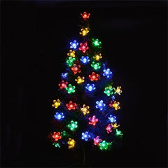 50 LED Peach Flower Solar Powered Waterproof Fairy String Lights