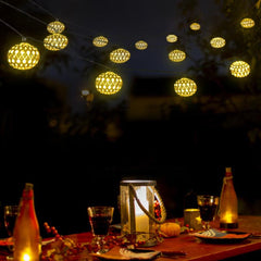 20 LED Moroccan Globe Ball Waterproof Solar Fairy String Lights