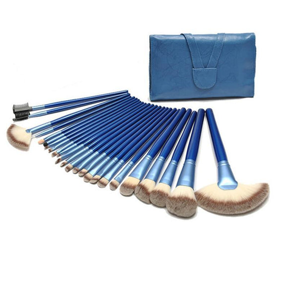 24pcs Premium Blue Cosmetic Makeup Brush Set with Bag