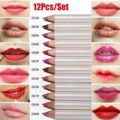 12-Color/Set Lip Liner Pencil Waterproof Matte Lipliner for Women Nude Lip Makeup