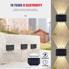 2 Pack 6 Led Solar Up Down Wall Illuminate Outdoor Wall Lamps Lights