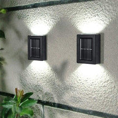2 Pack Small Solar Up and Down Wall Lights Waterproof Garden Deck Lamp