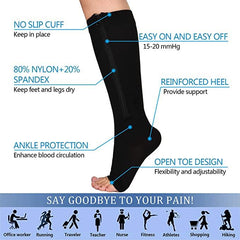 Zipper Open Toe Compression Socks Stockings for Men Women