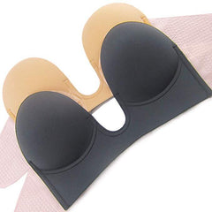 2 Packs Strapless U Plunge V Shape Invisible Push up Sticky Bra