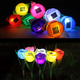 2pcs Solar Powered Tulip Flower Garden Night Lights LED Patio Stake Lamp
