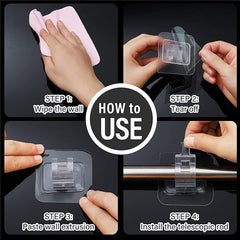 2pcs Adjustable Curtain Rod Clamp Bracket Holders Clip Hanging Rack Hooks