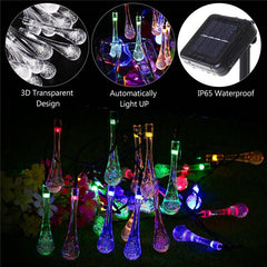 30 LED Water Drop Solar Powered Waterproof Fairy String Lights