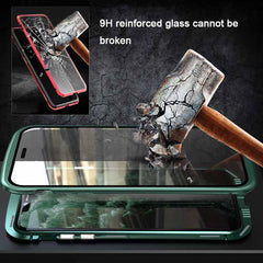 360° Protective Magnetic Case Metal Frame Tempered Glass Shell for iPhone