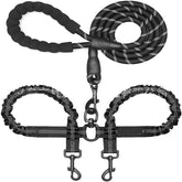 360 Swivel Dual Double Dog Leash with Tangle Free Shock Absorbing Bungee