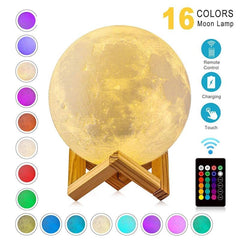3D 16 Colors Space USB Moon Lamp