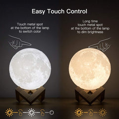3D 16 Colors Space USB Moon Lamp