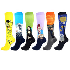 3 Pairs Artwork Painting Socks 20-30 mmHg Compression Stockings